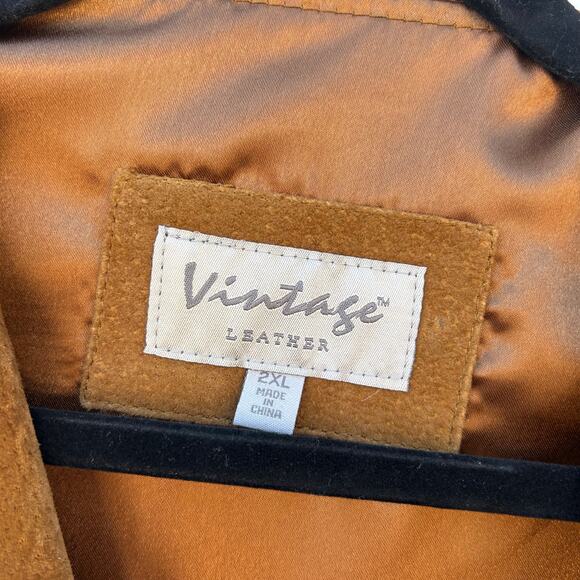 Vintage Leather Suede Vest Big & Tall Tan 2XL XXL Western Cowboy Camel - Picture 4 of 8